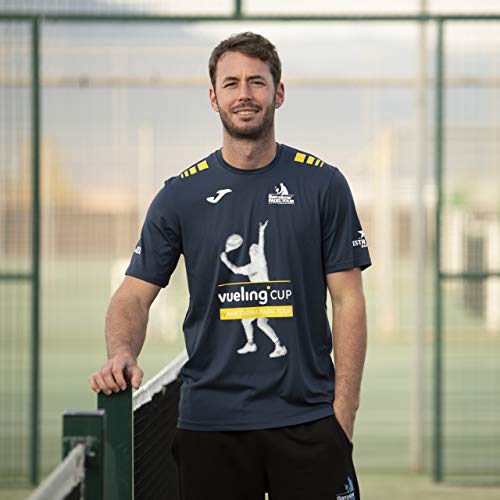 Barcelona Padel Tour | Camiseta Manga Corta Técnica Vueling Cup Hombre | Estampación Especial de Pádel | De Tacto Suave y Secado Rápido | Ropa Deportiva Azul Marino L