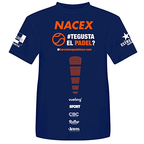 Barcelona Padel Tour | Camiseta Técnica de Manga Corta para Hombre Joma Xpress by Nacex con Estampación Especial de Pádel | De Tacto Suave y Secado Rápido | Ropa Deportiva Azul Marino S