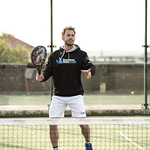 Barcelona Padel Tour | Sudadera para Hombre con Capucha Bicolor, Bolsillo Canguro y Estampación Especial de Pádel | Ropa Deportiva Negro L