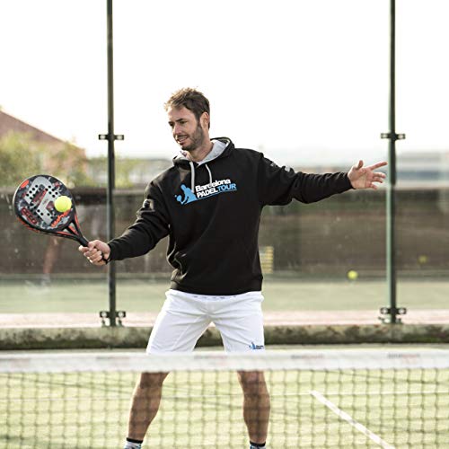 Barcelona Padel Tour | Sudadera para Hombre con Capucha Bicolor, Bolsillo Canguro y Estampación Especial de Pádel | Ropa Deportiva Negro L