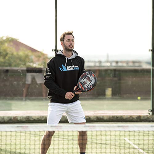 Barcelona Padel Tour | Sudadera para Hombre con Capucha Bicolor, Bolsillo Canguro y Estampación Especial de Pádel | Ropa Deportiva Negro L