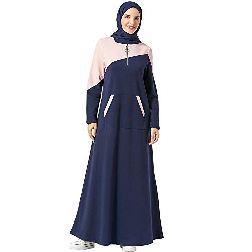 BaronHong Mujeres Musulmanas largas Sudadera con Capucha Vestido Dubai Kaftan Abaya árabe Caftan Ropa islámica (Azul Marino, XL)
