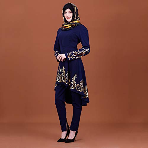 BaronHong para Mujer árabe Swing Jilbab Bronceado islámico Turquía musulmán Vestido (Azul Marino, S)