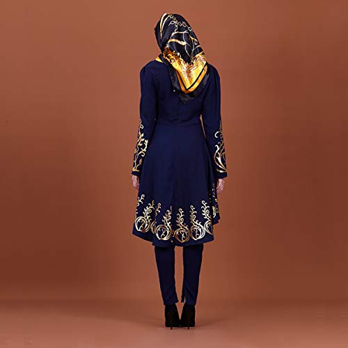 BaronHong para Mujer árabe Swing Jilbab Bronceado islámico Turquía musulmán Vestido (Azul Marino, S)