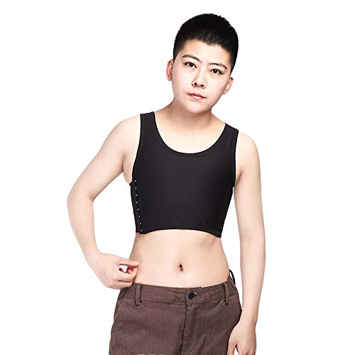 BaronHong Sport Bra Chest Binder Transpirable Malla Corset para Tomboy Trans Lesbianas (Negro, M)