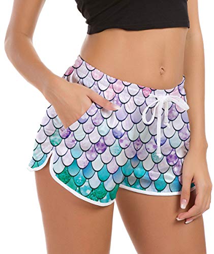 Báscula de Pescado de Verano Shorts de Playa 90s Adolescente Chicas Active Slim Fit Entrenamiento Yoga Pantalones Deportivos Traje de baño Traje de baño Parte Inferior de la Playa para Hawai