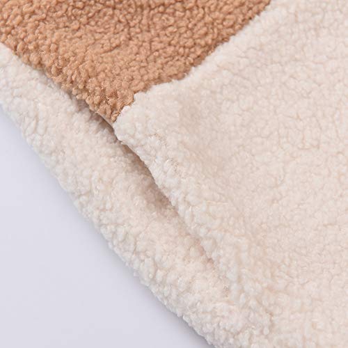 Bata Corta con Cremallera Tipo Sudadera de Mujer, otoño-Invierno Manga Larga de coralina Polar con Tacto Suave de Estar por casa，Caqui,M