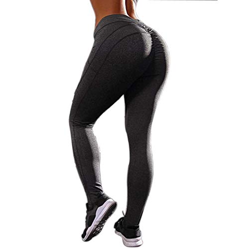 bayrick Mallas de Deporte de Mujer,Pantalones Calientes de la Yoga de la Venta de la Celebridad de Internet,Pantalones de Yoga de la Gimnasia de Las Mujeres de la Cintura Alta-Gris Negro_L