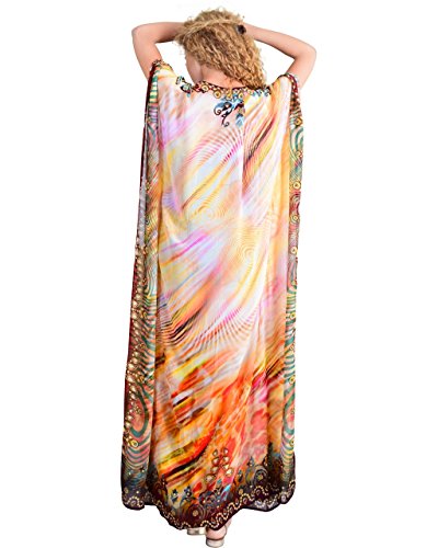 Bayside Barcelona españa Marrón Vestido de baño de Traje de baño de Verano Kimono Largo Kaftan de impresión Digital de Las Mujeres