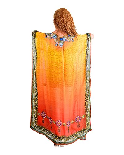 Bayside Barcelona españa Naranja Vestido de baño de Traje de baño de Verano Kimono Largo Kaftan de impresión Digital de Las Mujeres