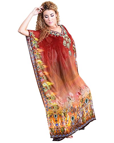 Bayside Barcelona españa Vestido de baño de Traje de baño de Verano Kimono Largo Kaftan de impresión Digital de Las Mujeres Vestido de Fiesta Marrón