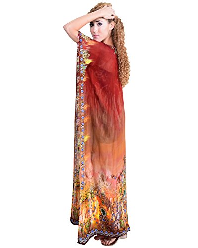 Bayside Barcelona españa Vestido de baño de Traje de baño de Verano Kimono Largo Kaftan de impresión Digital de Las Mujeres Vestido de Fiesta Marrón