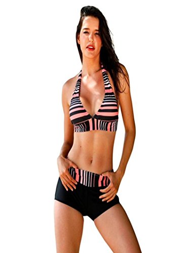 BBestseller Impresión triángulo Sling Push-Up Bikinis Mujer 2019 Cómodo Bohemia Playa al Aire Libre Trajes de baño Mujer (L, Negro 2)