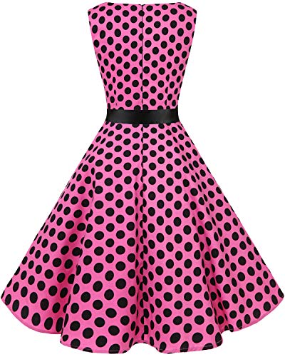 Bbonlinedress 50s Vestidos Vintage Retro Rockabilly Clásico Pink Black Big Dot 3XL