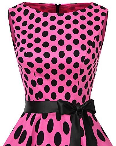 Bbonlinedress 50s Vestidos Vintage Retro Rockabilly Clásico Pink Black Big Dot 3XL