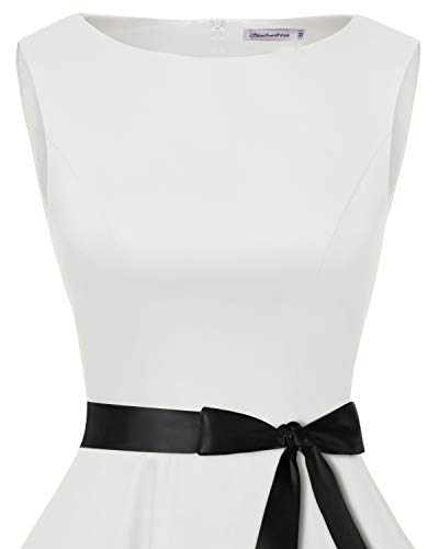 Bbonlinedress 50s Vestidos Vintage Retro Rockabilly Clásico White L