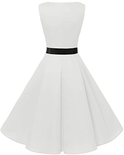 Bbonlinedress 50s Vestidos Vintage Retro Rockabilly Clásico White L