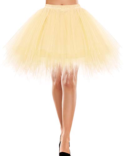 Bbonlinedress Faldas con Vuelo Tul Mujer Enaguas Cortas Mini Ballet Danza Fiesta Champagne M