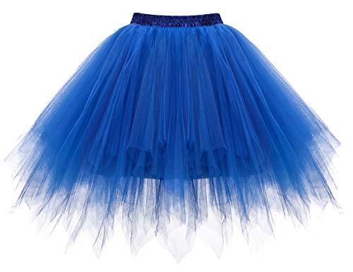 Bbonlinedress Faldas con Vuelo Tul Mujer Enaguas Cortas Mini Ballet Danza Fiesta Royal Blue L