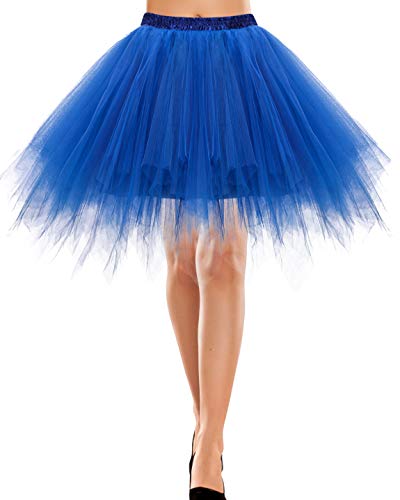 Bbonlinedress Faldas con Vuelo Tul Mujer Enaguas Cortas Mini Ballet Danza Fiesta Royal Blue L