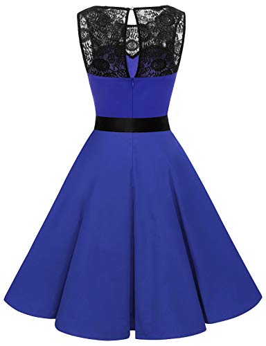 Bbonlinedress Vestido Mujer Corto Fiesta Boda Encaje Sin Mangas Royal Blue M
