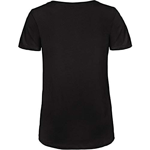 B&C - Camiseta de algodón orgánico Manga Corta con Cuello en v Modelo Favourite para Mujer (Mediana (M)) (Negro)