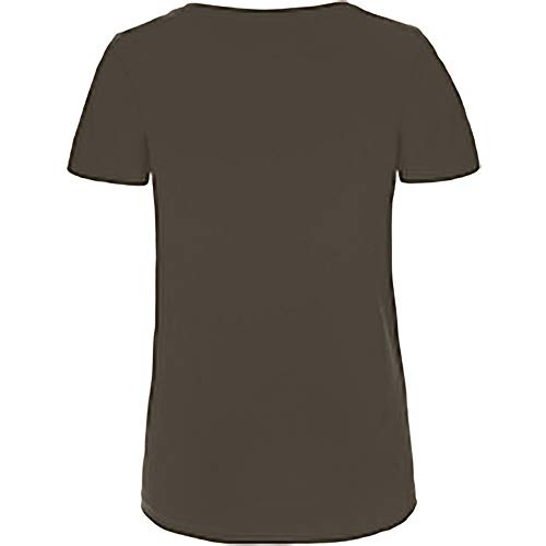 B&C - Camiseta de algodón orgánico Manga Corta con Cuello en v Modelo Favourite para Mujer (Mediana (M)) (Negro)