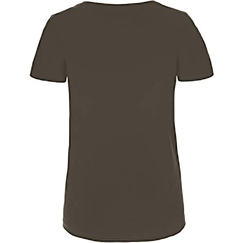 B&C - Camiseta de algodón orgánico Manga Corta con Cuello en v Modelo Favourite para Mujer (Mediana (M)) (Negro)