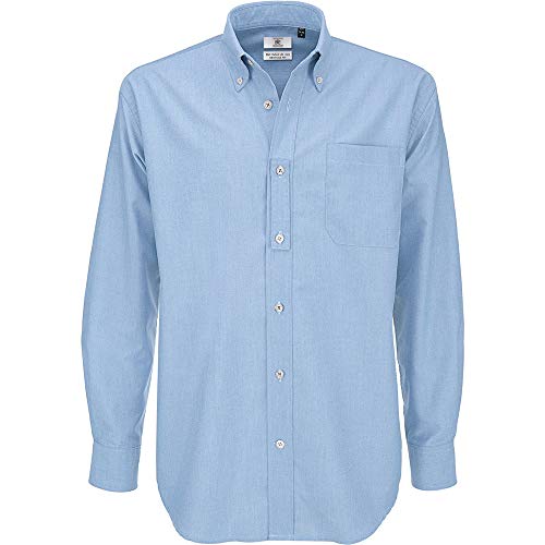 BC Footwear B&C Mens Oxford Long Sleeve Shirt Camisa de Oficina, Azul (Blue Chip 000), XXXXXX-Large para Hombre