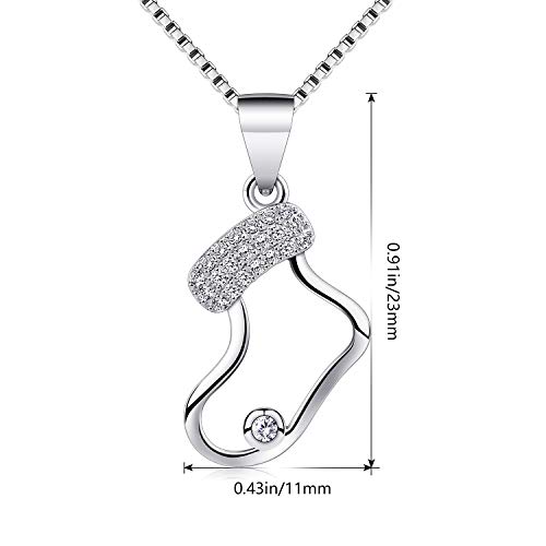 B.Catcher Collar Mujer Collares Plata de Ley 925 Colgante ''Calcetines de Navidad'' con para Regalo Originales Cadena 45cm Longitud