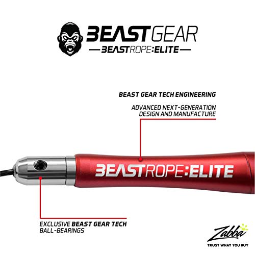 Beast Gear Cuerda Saltar Beast Rope Elite - Comba Crossfit Boxeo MMA HIIT Saltos Dobles - Comba Velocidad de Aluminio Ideal para Fitness Tus Entrenamientos Metcon y Quema Grasa