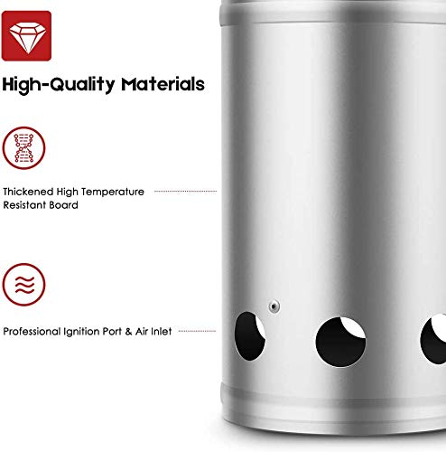 BEAU JARDIN Encendedor de carbón para barbacoa Para encender la parrilla Arrancador Chimenea Chimenea de 28 x 18 cm Plata Chimenea de encendido Chimenea de encendido Parrilla de barbacoa Encendedor