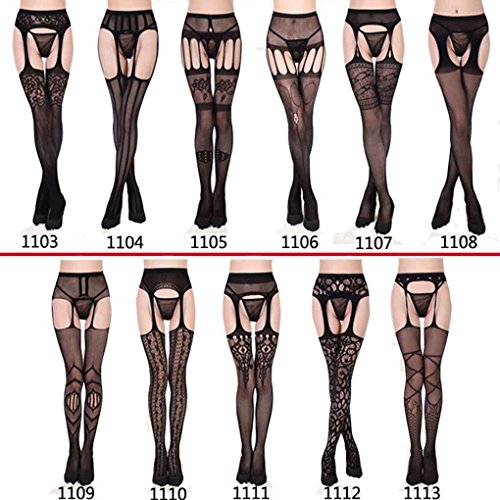 Beaums Mujer en las medias de alta del muslo tapa del cordón correa de liga de la ropa interior Medias Pantys