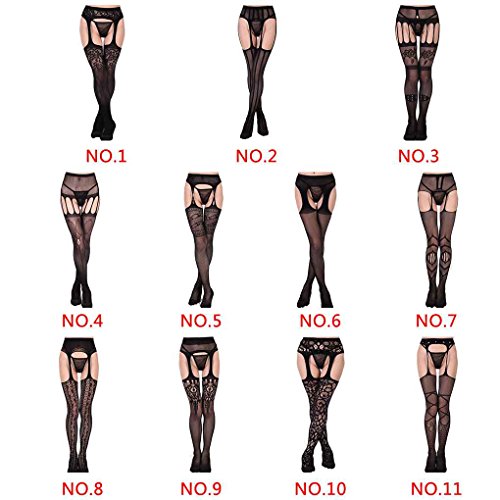 Beaums Mujer en las medias de alta del muslo tapa del cordón correa de liga de la ropa interior Medias Pantys