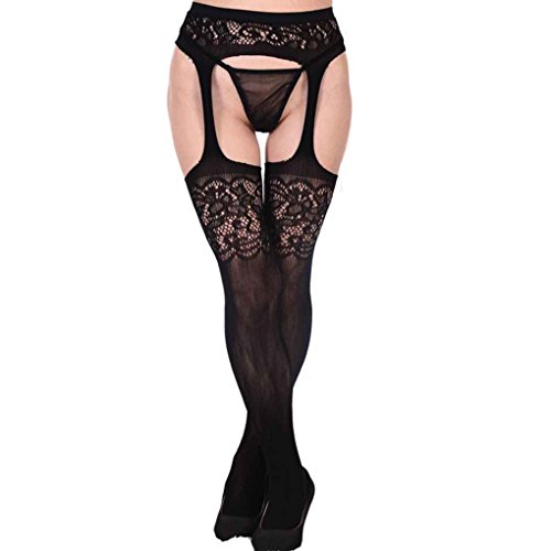Beaums Mujer en las medias de alta del muslo tapa del cordón correa de liga de la ropa interior Medias Pantys