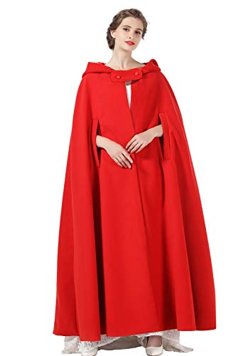 BEAUTELICATE Capa con Capucha Mujer Invierno Largo Poncho Lana para Vestido de Novia Boda Fiesta Navidad Halloween Medievales