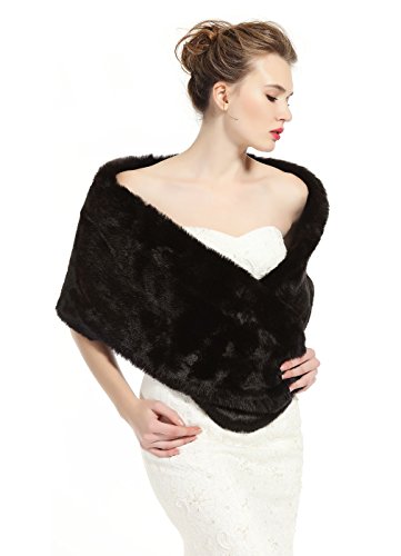 BEAUTELICATE Chal Estola de Pelo Mujer Boleros para Invierno Fiesta Novia Bodas (Black)
