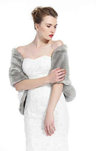 BEAUTELICATE Chal Estola de Pelo Mujer Boleros para Invierno Fiesta Novia Bodas (Gray)