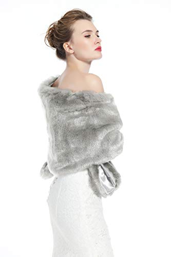 BEAUTELICATE Chal Estola de Pelo Mujer Boleros para Invierno Fiesta Novia Bodas (Gray)