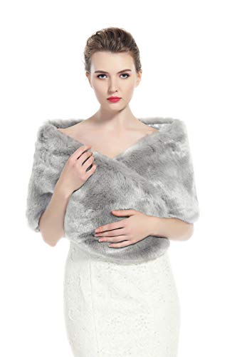 BEAUTELICATE Chal Estola de Pelo Mujer Boleros para Invierno Fiesta Novia Bodas (Gray)