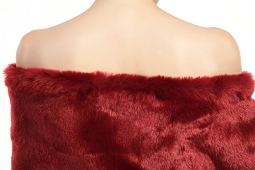 BEAUTELICATE Chal Estola de Pelo Mujer Boleros para Invierno Fiesta Novia Bodas Vino Rojo