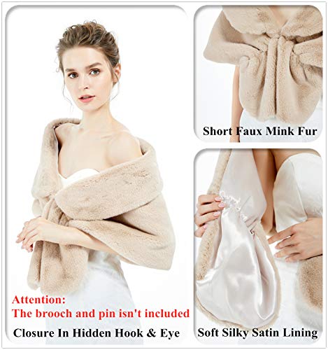 BEAUTELICATE Estola Chal de Pelo Sintética Mantón Capa Piel de Marta para Mujer Fiesta Novia Bodas Halloween Navidad Invierno Vestido