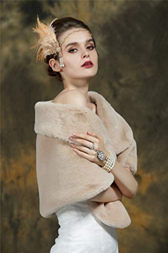BEAUTELICATE Estola Chal de Pelo Sintética Mantón Capa Piel de Marta para Mujer Fiesta Novia Bodas Halloween Navidad Invierno Vestido
