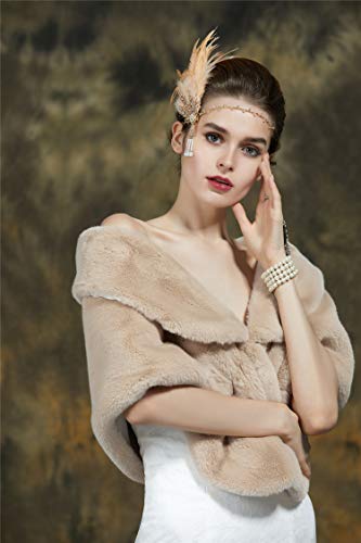 BEAUTELICATE Estola Chal de Pelo Sintética Mantón Capa Piel de Marta para Mujer Fiesta Novia Bodas Halloween Navidad Invierno Vestido