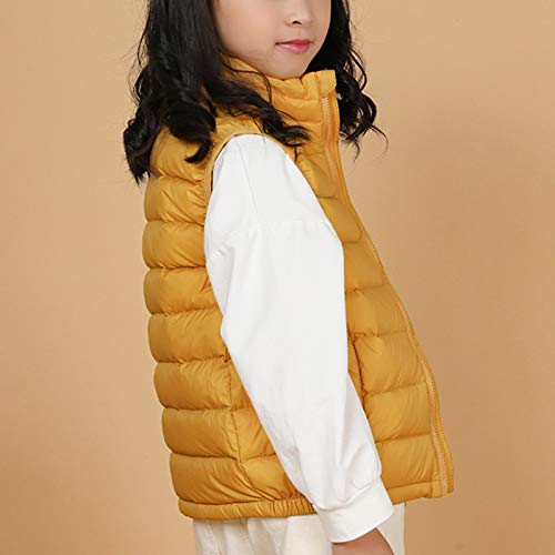 Bebé Chaleco de Pluma Sin Mangas Niños Niñas Ligero Chaquetas Sin Mangas Abrigo Amarillo 150-160