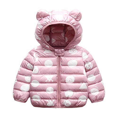 Bebé Chaqueta Invierno, Niños Niñas Abrigo con Capucha Traje de Nieve Manga Larga Outfits Calentar Warmer Regalos Ropa 6-12 Meses,Rosa