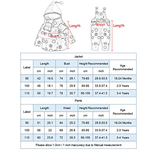 Bebé Invierno 3 Piezas Trajes de Nieve Capucha Plumón Chaqueta + Pantalones y Monos para La Nieve + Bufanda Niños Niñas Snowsuit Ropa Conjuntos Azul 2-3 Años