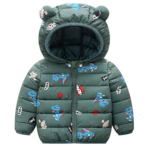 Bebé Invierno Chaqueta Niños Oreja Capucha Abrigo Acolchado CáLido Ligero Niñas Trajes Verde 3-4 Años