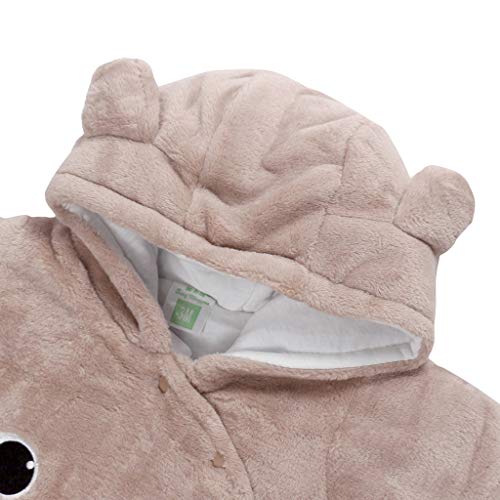 Bebé Ropa de Invierno Mameluco con Capucha Fleece Traje de Nieve Pelele de Algodón Caqui 0-3 Meses (etiqueta 59/44)