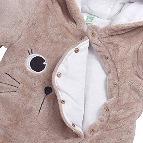 Bebé Ropa de Invierno Mameluco con Capucha Fleece Traje de Nieve Pelele de Algodón Caqui 0-3 Meses (etiqueta 59/44)